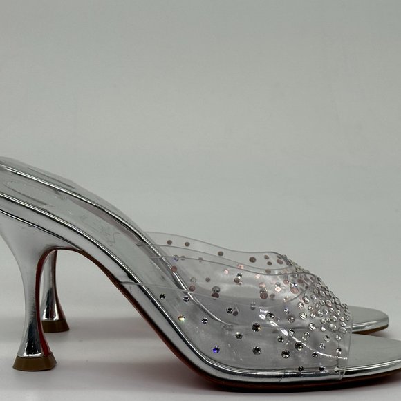 Christian Louboutin DEGRAMULE STRASS 85 Crystal Mules Sandals Heels Shoes - Picture 8 of 15